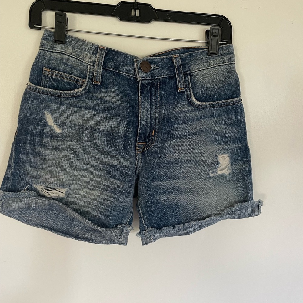 Current/Elliott Blue Distressed Jean Shorts